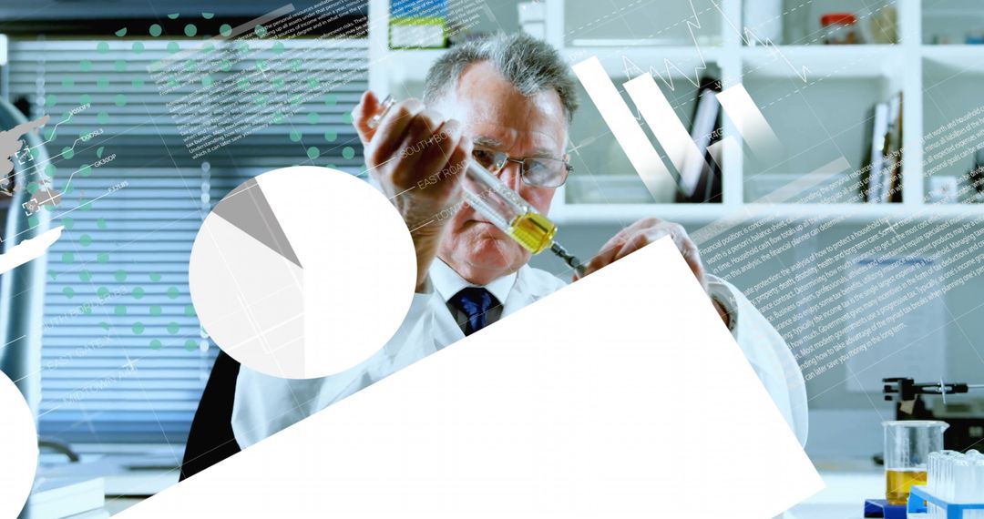 Scientist Conducting Experiment Analyzing Test Tube Aromatic Solution Data Graphics
