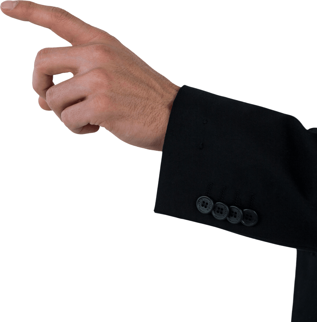 Transparent Hand of Businessman Pointing for Interface Design