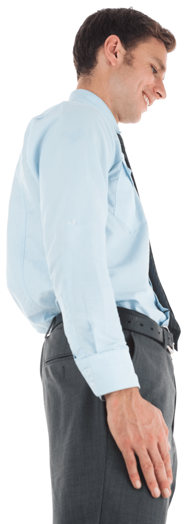 Side View Professional Businessman Imagining Success on Transparent Background