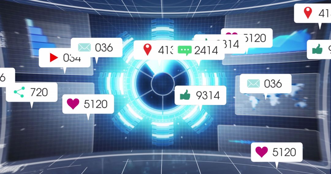 Futuristic Digital Interface with Social Media Analytics