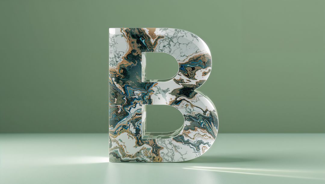 Glossy 3D Marble Letter B in Minimalist Modern Design