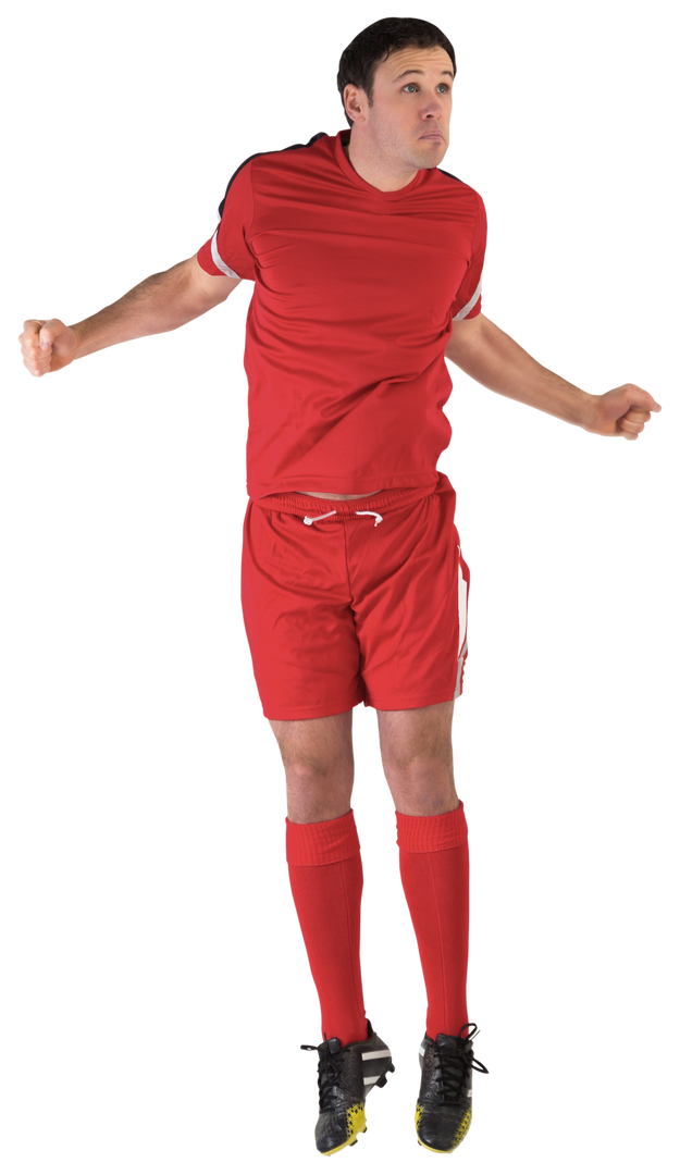 Transparent Soccer Player in Red Jumping with Determination - Download Free Stock Images Pikwizard.com