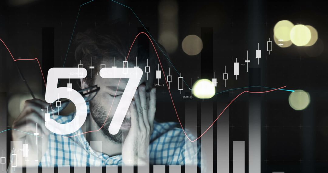 Tired Businessman Analyzing Dynamic Growth Charts
