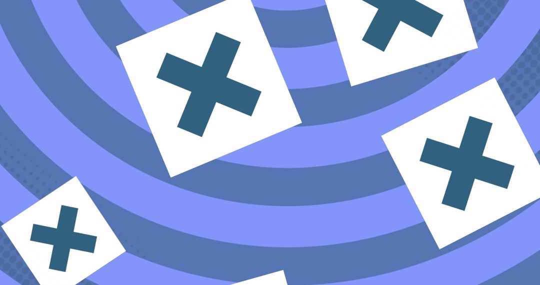 Animated white crosses over purple concentric circles