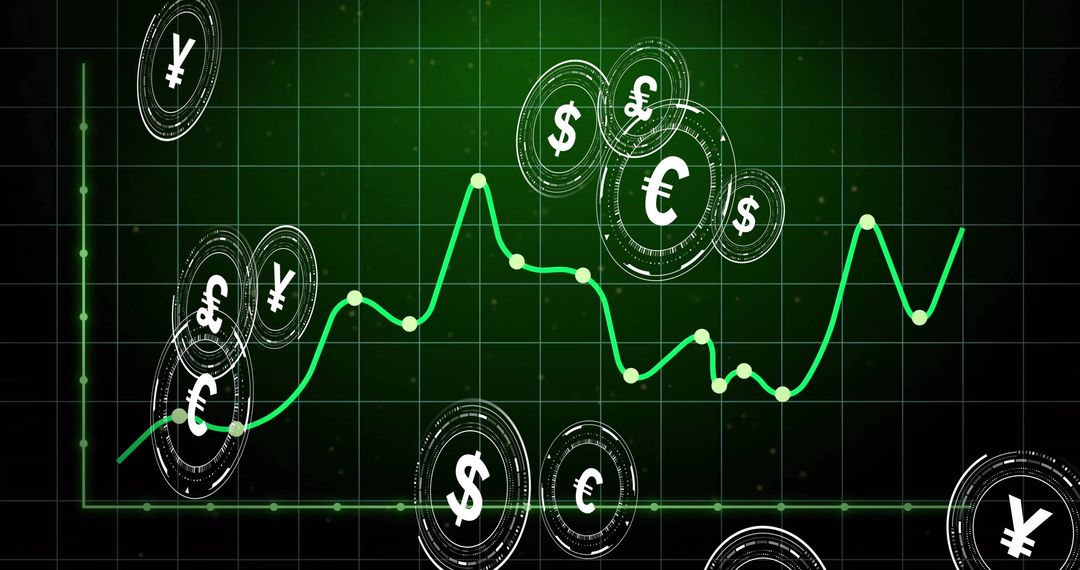 Global Currency Symbols on Financial Data Chart