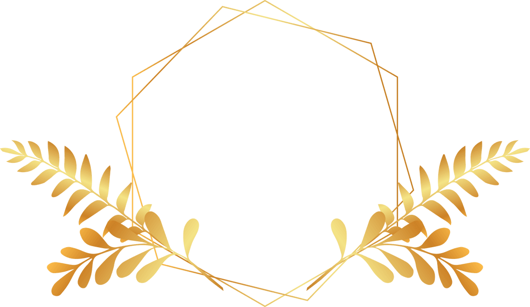 Transparent Gold Geometric Wreath with Leaves