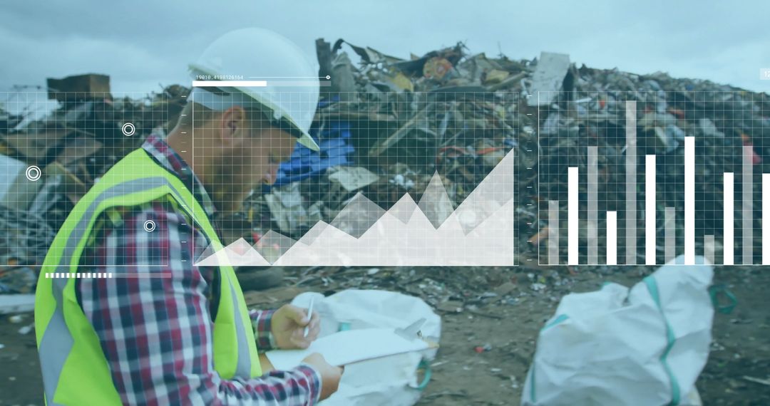 Engineer Analyzing Data on Industrial Waste Management Site