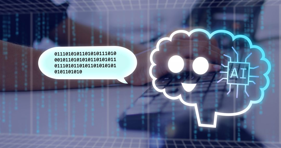 AI Data Processing Concept with Keyboard Interaction