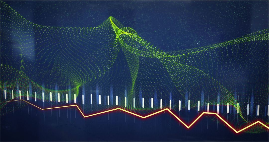 Dynamic Data Visualization with Digital Connections on Blue Background
