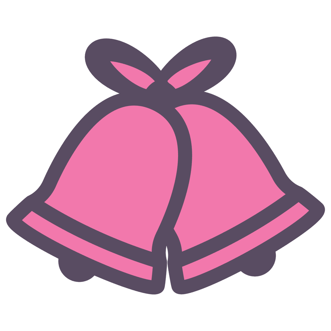 Pink Christmas Bells on Transparent Background for Festive Decor