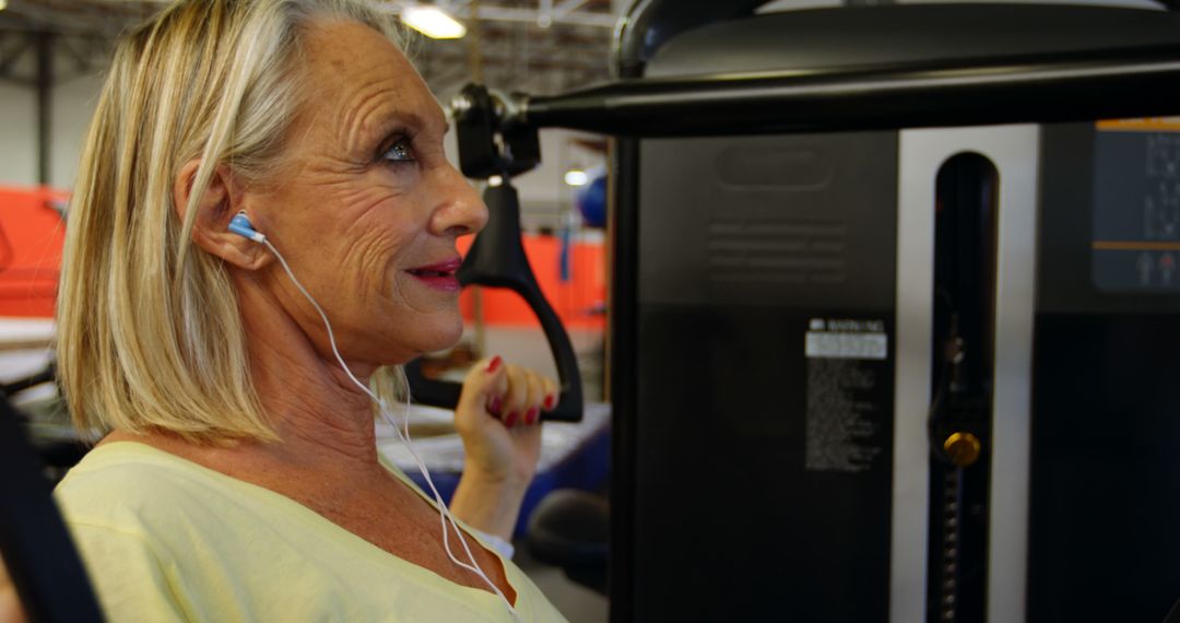 Senior Woman Exercising in Gym Using Weight Machine - Free Images, Stock Photos and Pictures on Pikwizard.com