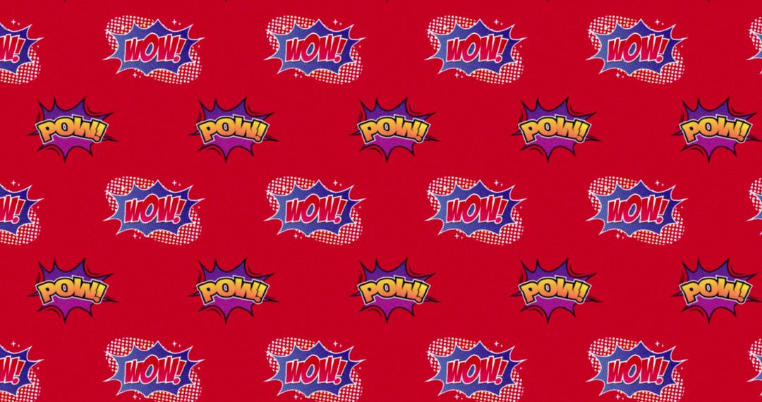 Retro Comic Book Explosion Text on Red Background