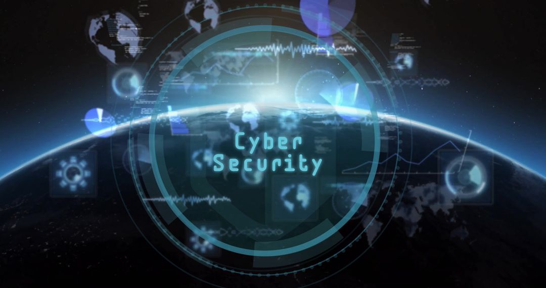 Futuristic Cyber Security Interface Over Earth Horizon