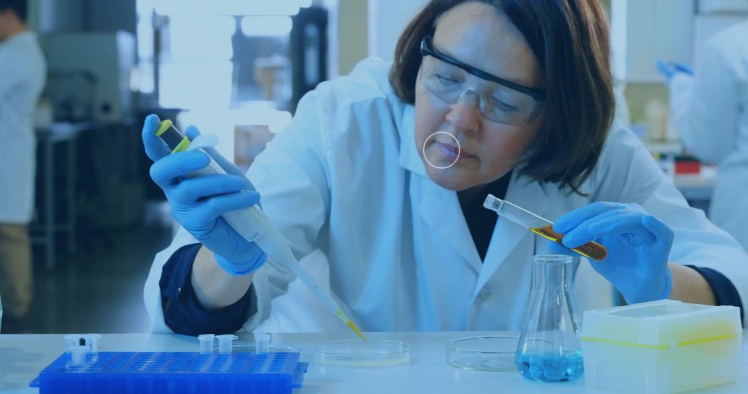 Caucasian Female Scientist Engaged in Laboratory Research