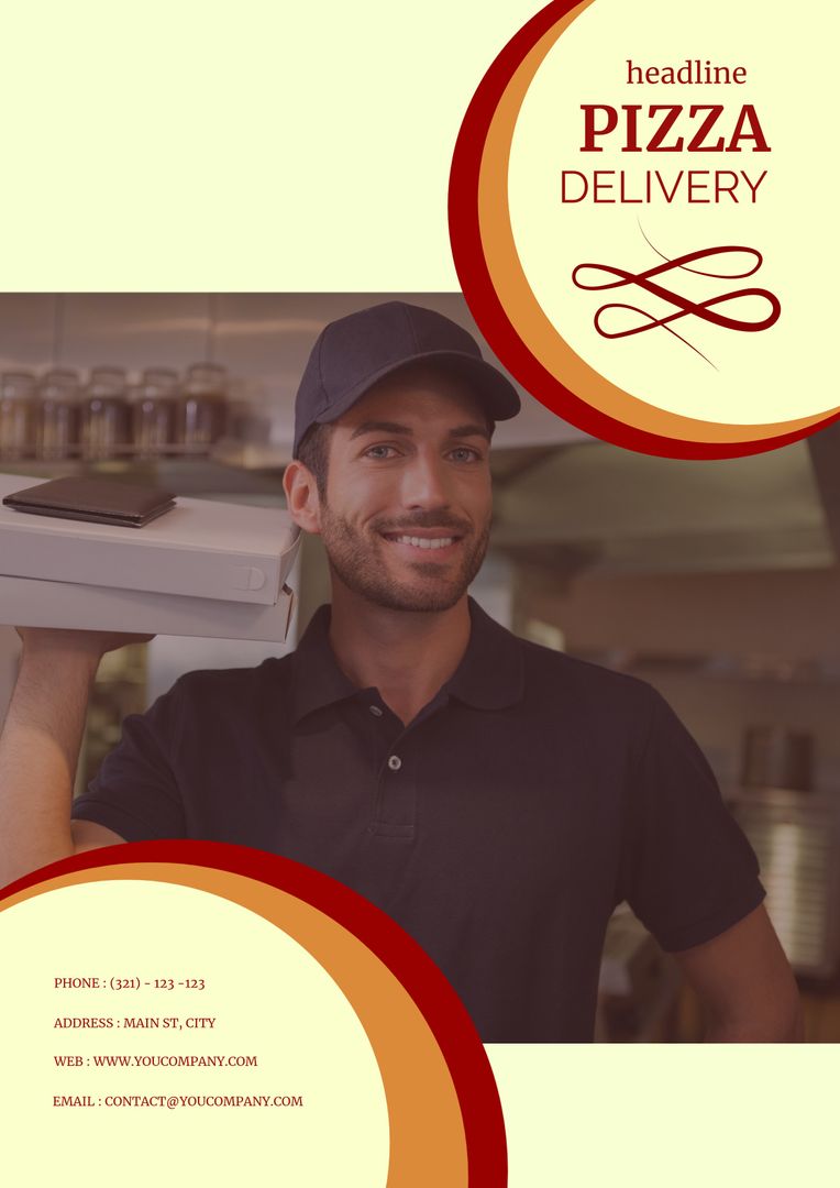 Friendly Pizza Delivery Person Promoting Food Service