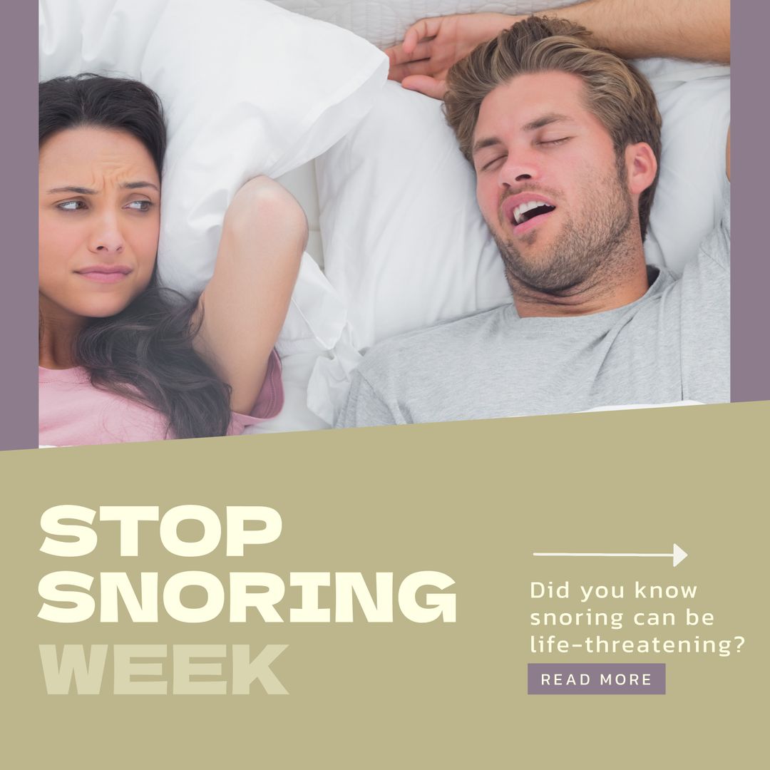 Man Snoring Loudly While Restless Woman Awakes