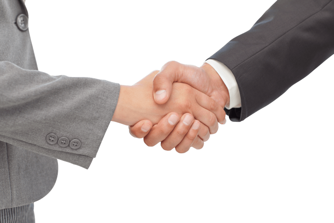 Transparent Business Handshake Sealing a Deal in Office Attire