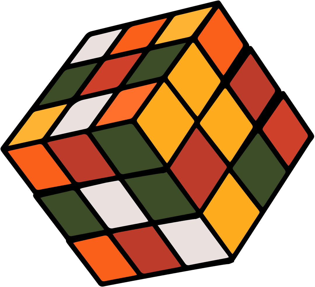 Transparent Scrambled 3D Twisty Puzzle Design on Clear Background