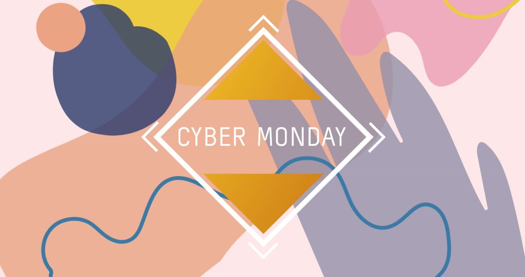 Cyber Monday Abstract Pastel Shapes on Pink for Online Shopping