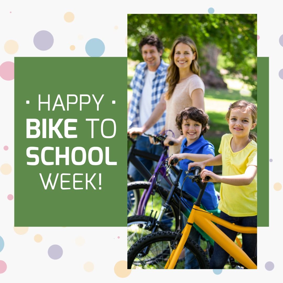 Happy bike to school week text banner over caucasian family riding bicycles together in the park - Download Free Stock Templates Pikwizard.com
