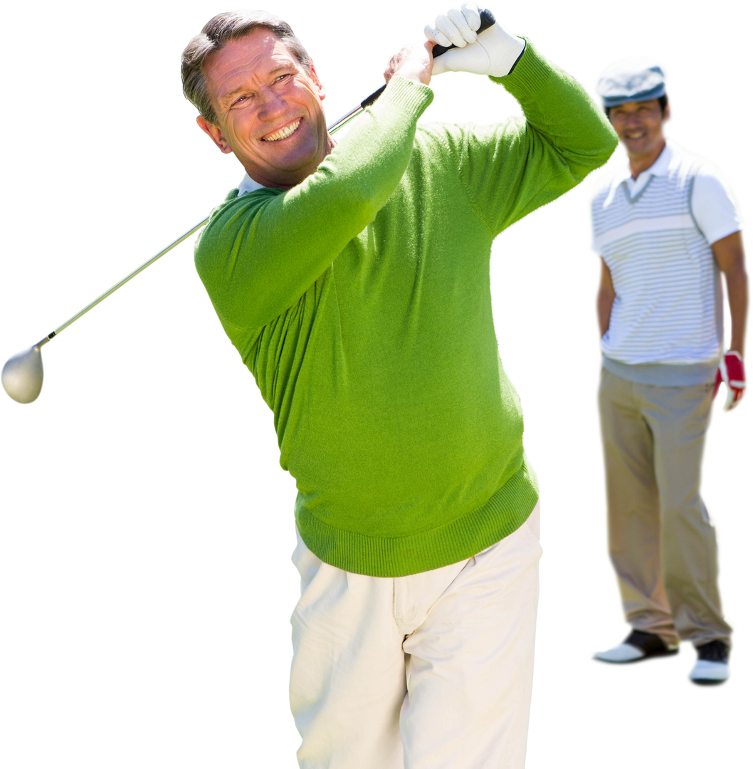 Diverse Male Golf Players with Club on Transparent Background - Download Free Stock Images Pikwizard.com