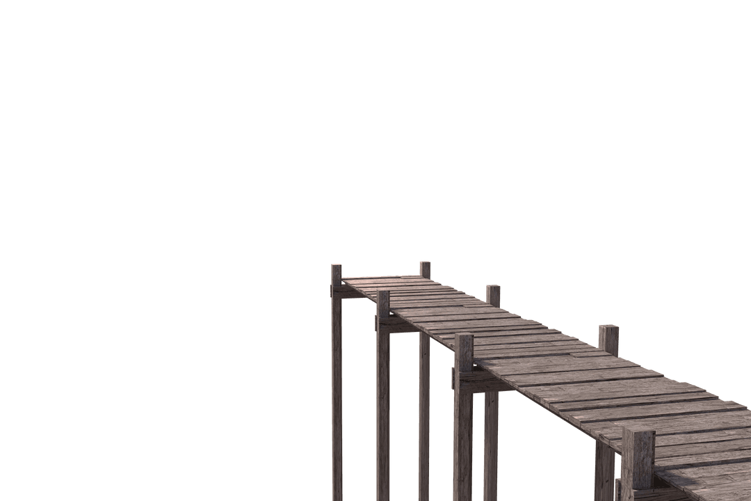 Weathered Wooden Pier Isolated on Transparent Background