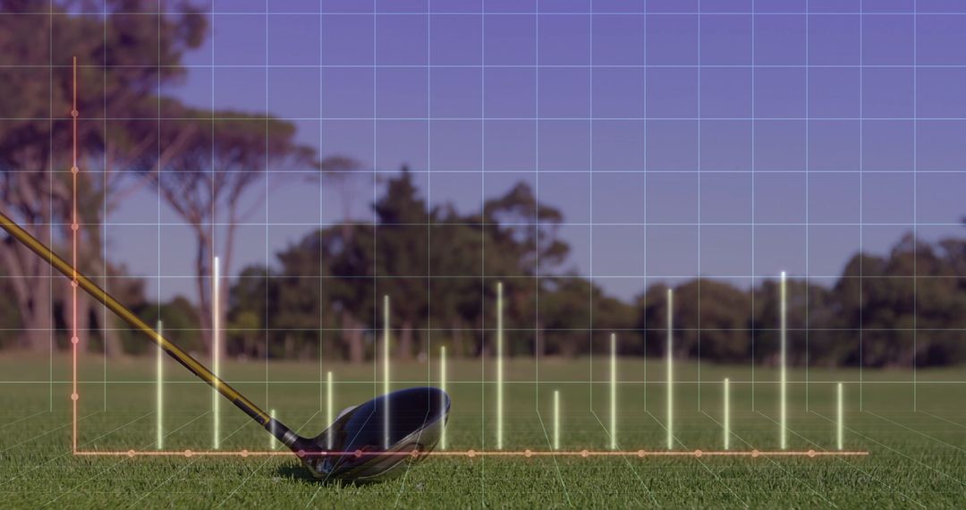 Golf Driver on Tee with Graph Overlay Analyzing Performance Metrics