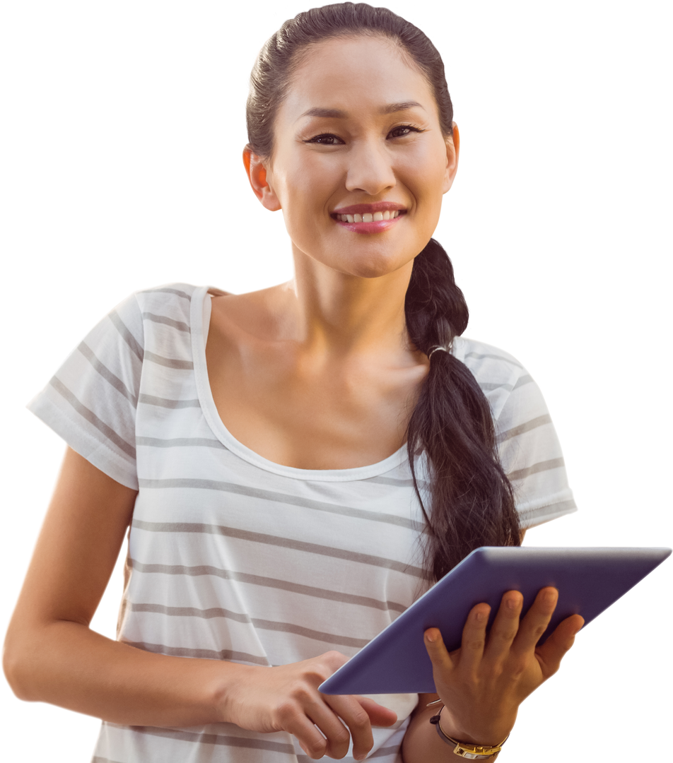 Happy Woman Using Tablet with Team in Transparent Background - Download Free Stock Images Pikwizard.com