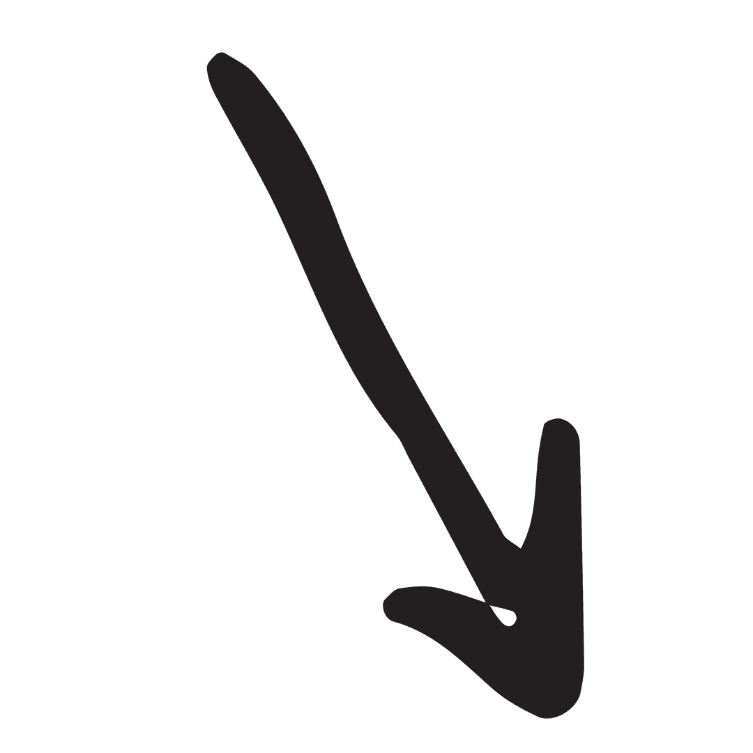 Hand Drawn Black Down Arrow Transparent Background