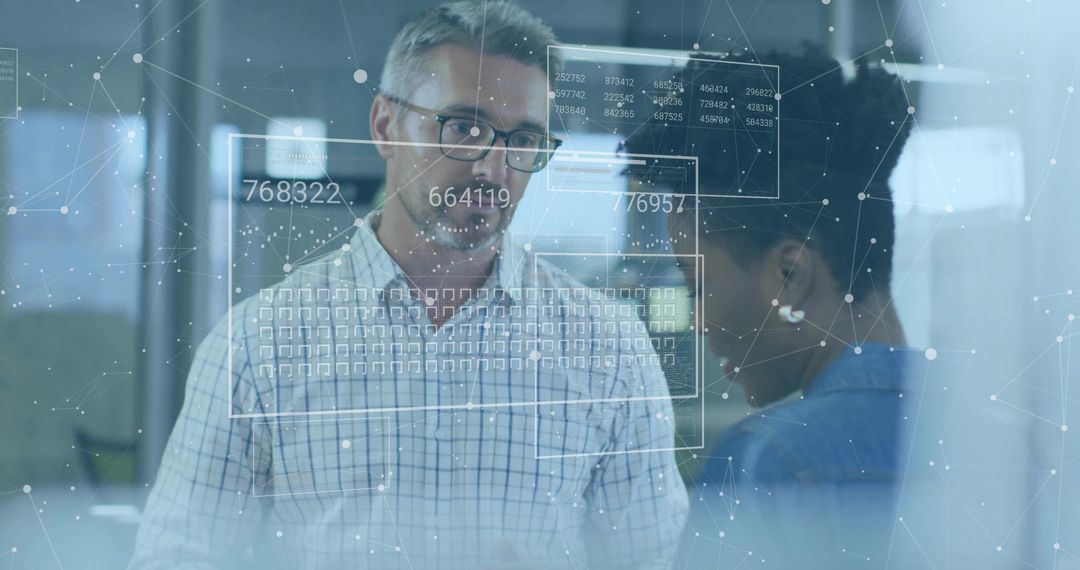 Professional Collaboration with Data Visualization in Modern Workspace