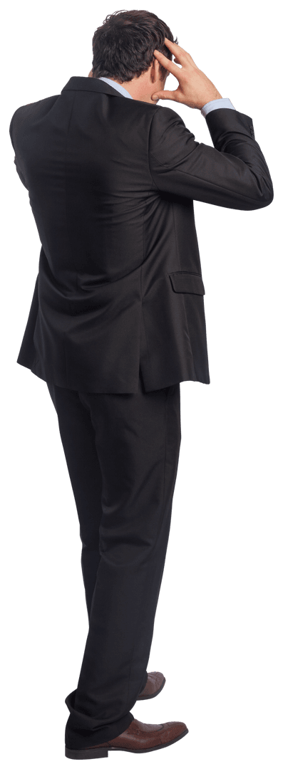 Transparent Image of Stressed Businessman Grabbing Head in Frustration