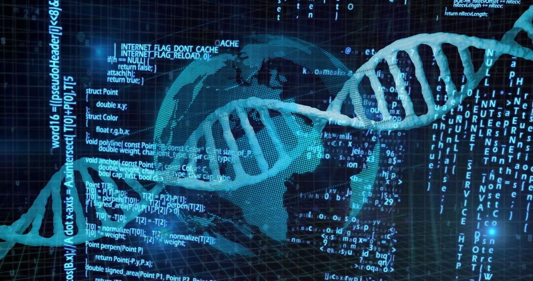 DNA Strand and Digital Code Representing Biotechnology Concepts