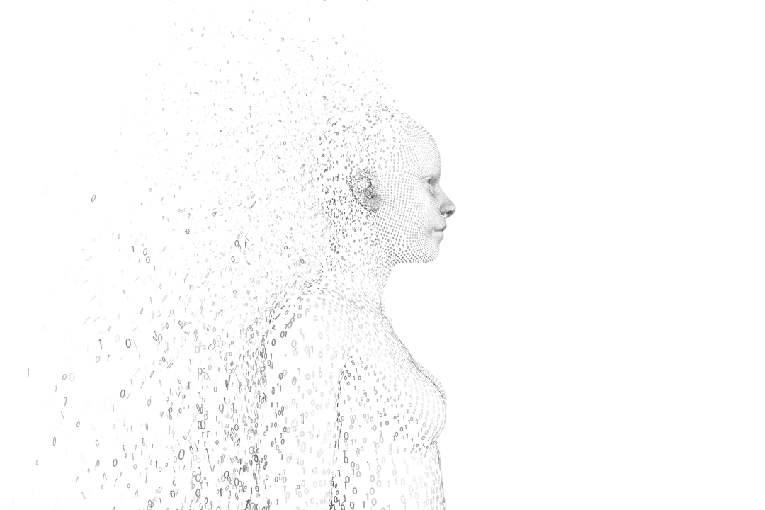 Transparent pixelated 3D woman dissolving into particles - Download Free Stock Images Pikwizard.com