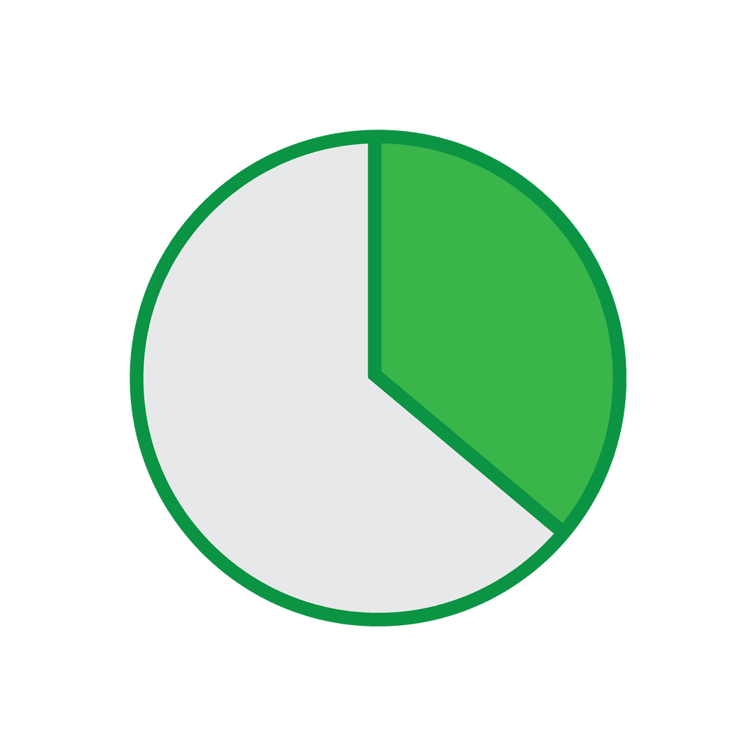 Transparent Green Pie Chart Diagram for Data Visualization