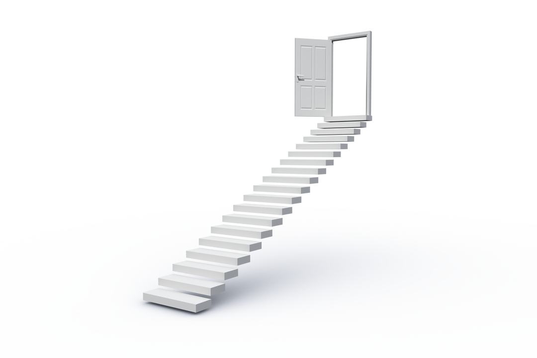 Isolated Transparent Stairs Leading to Open Door Illustration - Download Free Stock Images Pikwizard.com