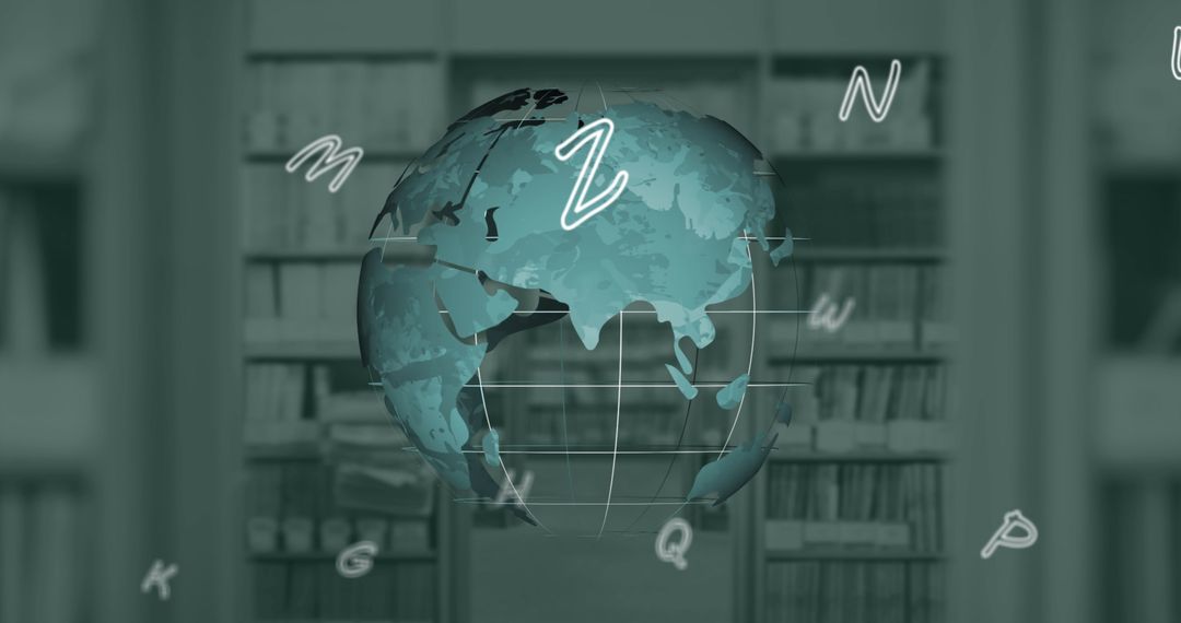 Global Education Concept with Digital Alphabets and Library Background