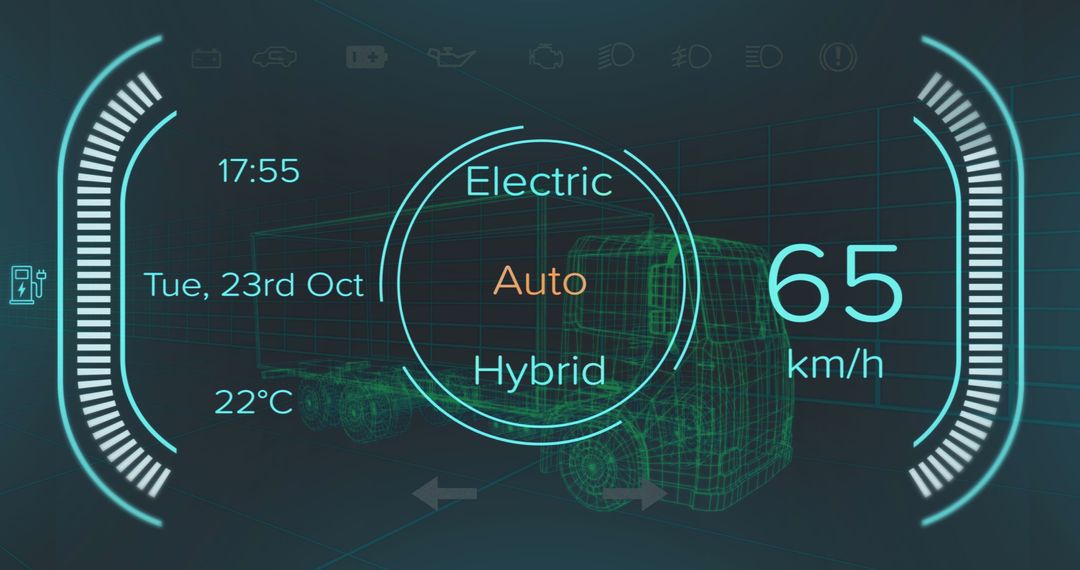 Futuristic Digital Dashboard with Hybrid Vehicle Data
