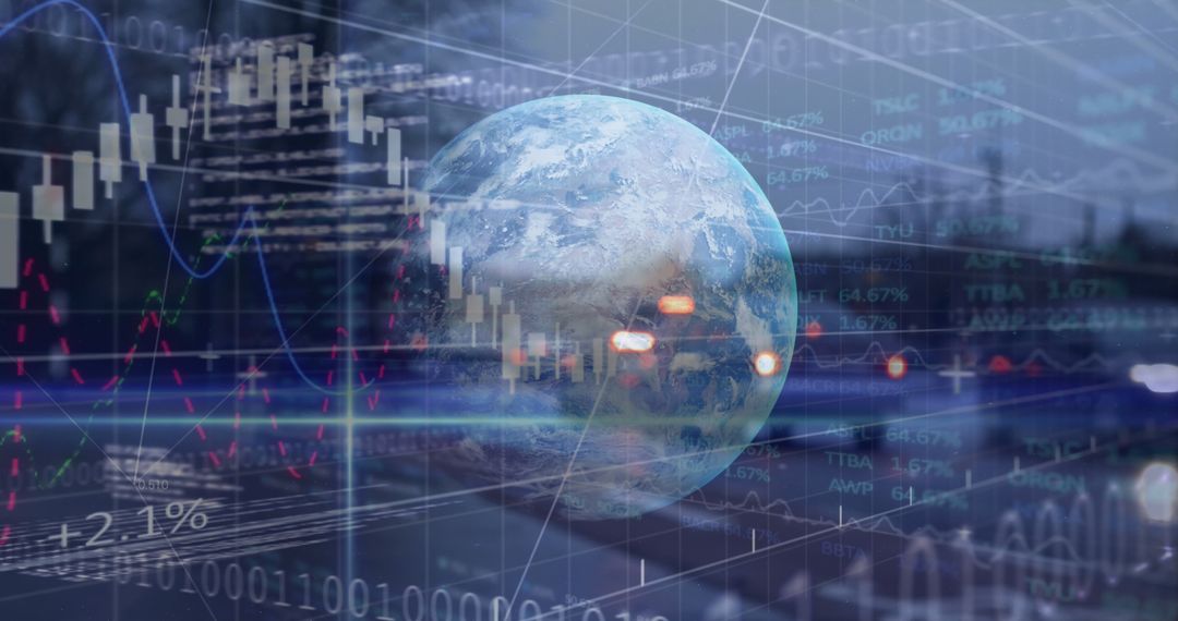 Global Finance and Stock Market Data Concept with Earth World View
