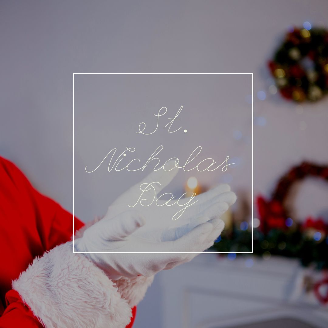 St. Nicholas Day Celebration with Santa Claus's Gloved Hands - Download Free Stock Templates Pikwizard.com