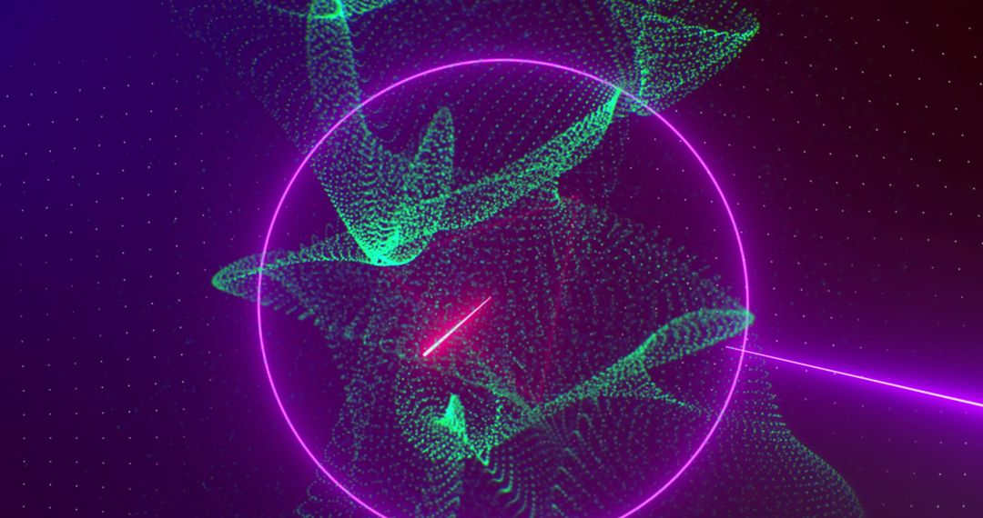 Futuristic Digital Art with Neon Lines and Geometric Patterns