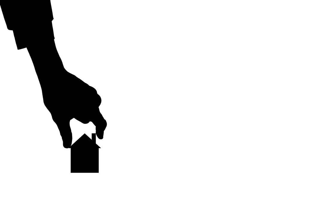 Silhouette of Hand Holding House Icon on Transparent Background