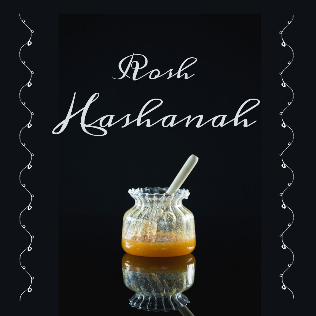 Rosh Hashanah Greeting Card with Honey Jar on Black Background - Download Free Stock Templates Pikwizard.com