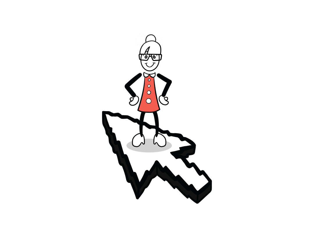 Smart Grandma Character Riding Computer Cursor on Transparent Background - Download Free Stock Images Pikwizard.com