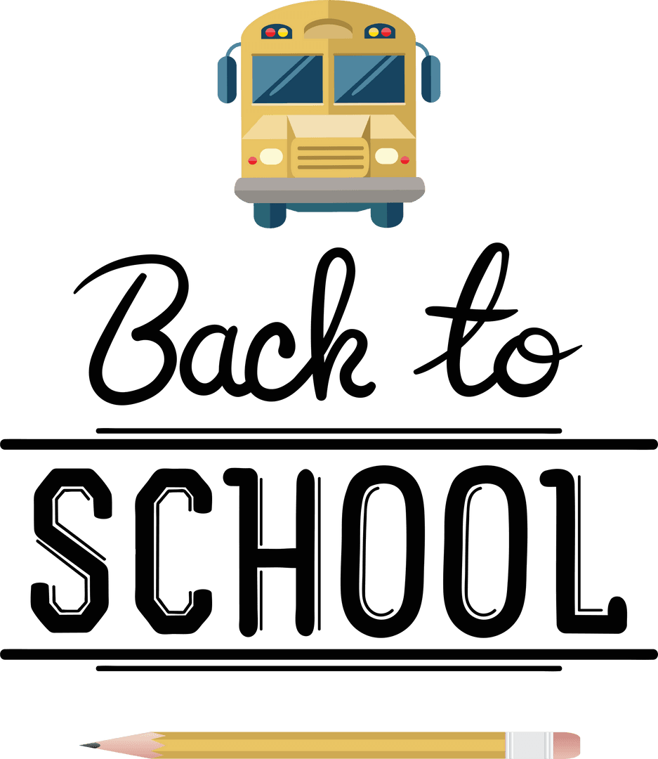 Yellow School Bus with Back to School Text Transparent