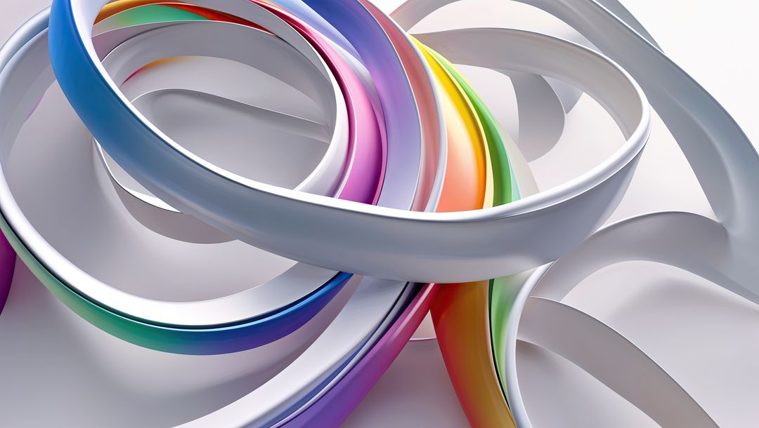 Metallic Gradient Ribbons Interweaving Abstract Concept