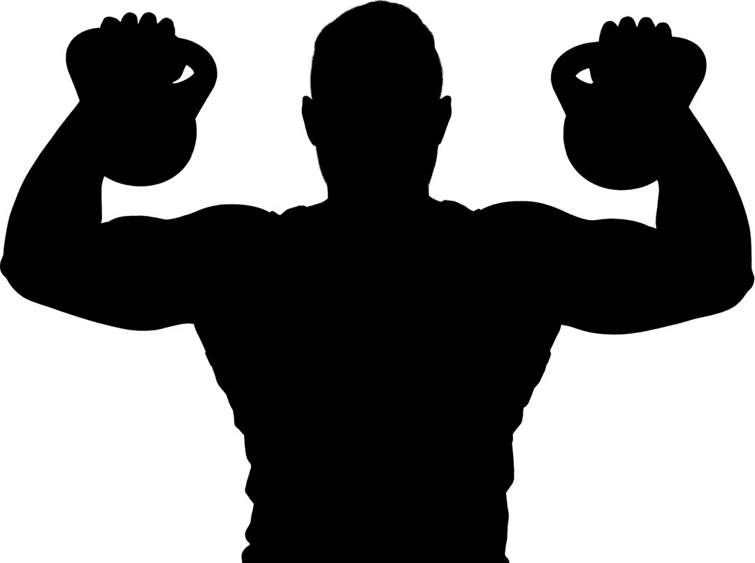 Silhouette of Weightlifter on Transparent Background