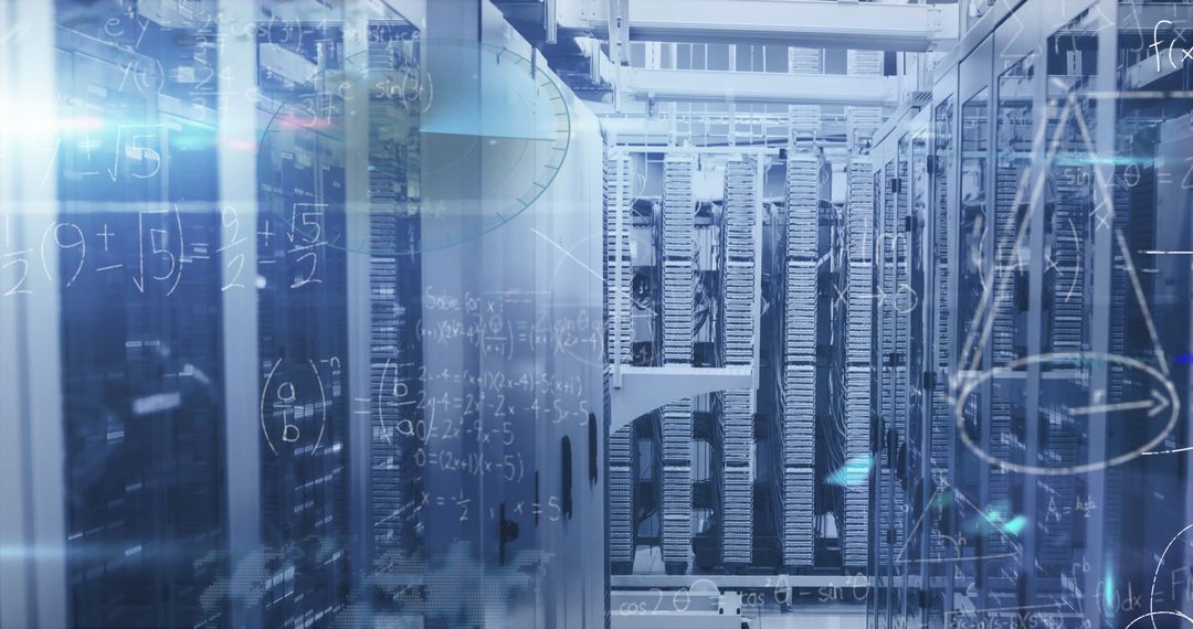 High-Tech Server Room with Dynamic Data Flow