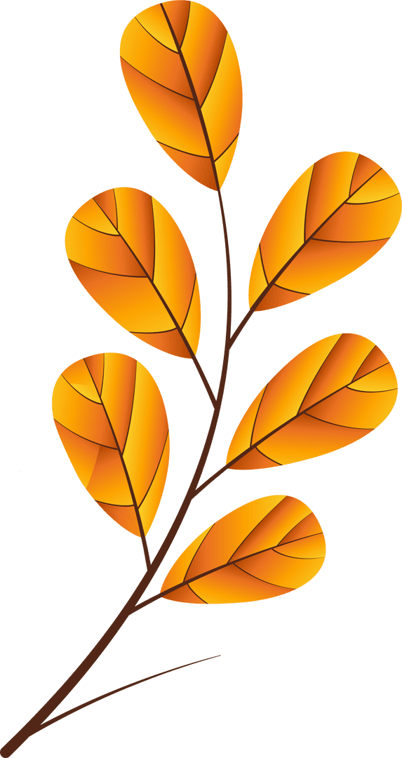 Flat Design Botanical Branch with Yellow Orange Gradient Leaves