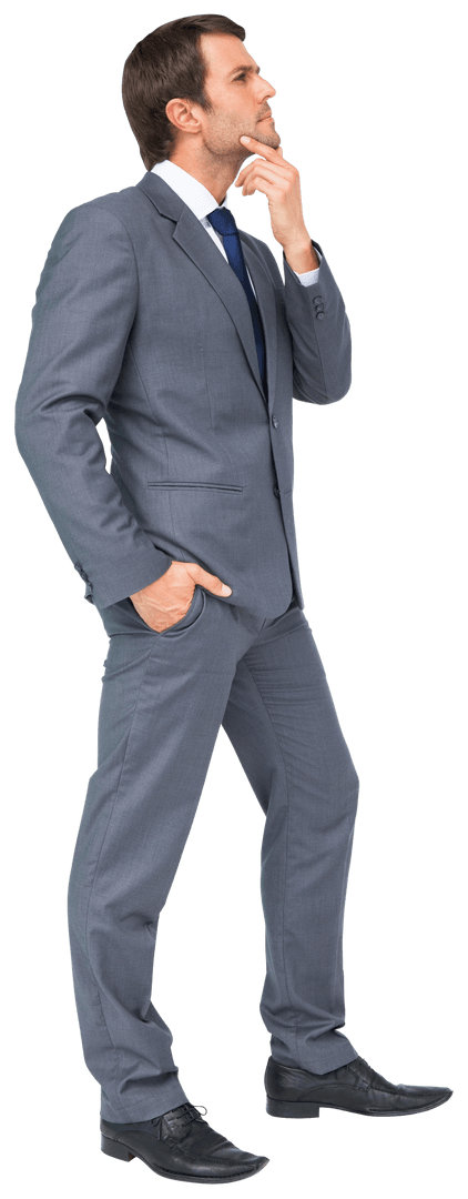 Transparent Thinking Businessman Posing Thoughtfully