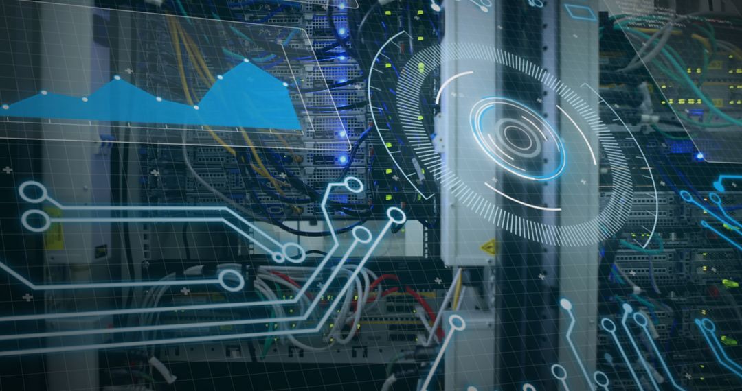 Digital Interface Vision Overlaying Data Center Servers